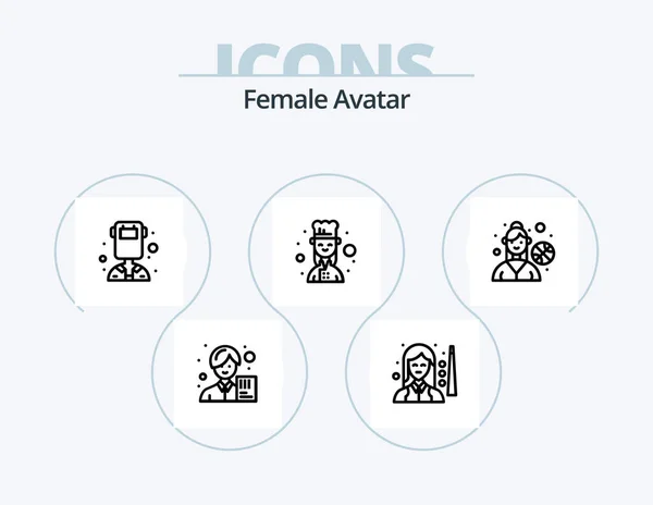 Female Avatar Line Icon Pack Icon Design Leisure Female Scientist — Archivo Imágenes Vectoriales