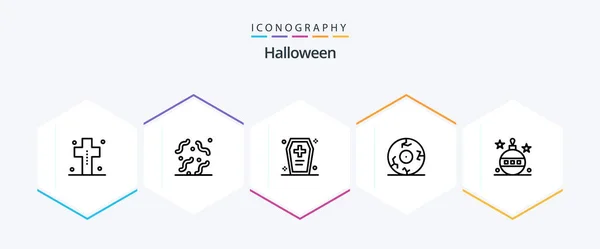 Halloween Line Icon Pack Including Horror Fear Worm Eye Halloween — Image vectorielle
