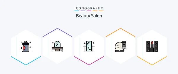Beauty Salon Filledline Icon Pack Including Face Makeup Face Base — Stock Vector