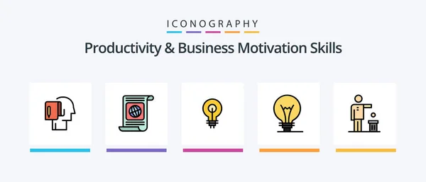 Productivity Business Motivation Skills Line Filled Icon Pack Including Distractions — Stockvector
