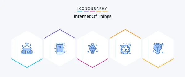 Internet Things Blue Icon Pack Including Watch Signal Wifi Hotspot — Vettoriale Stock