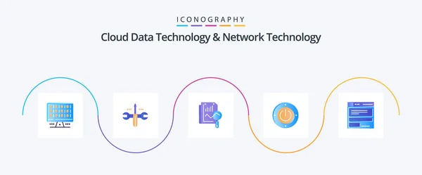 Cloud Data Technology Network Technology Flat Icon Pack Including Browser — Stok Vektör