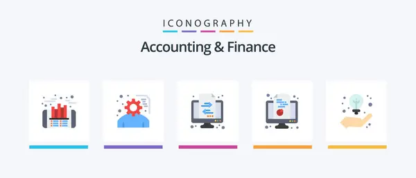 Accounting Finance Flat Icon Pack Including Business Pie Banking Monitor — Vettoriale Stock