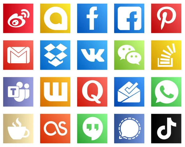 Complete Social Media Icon Pack Icons Question Messenger Pinterest Wechat — Stok Vektör