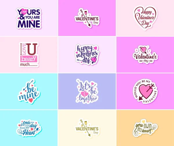 Valentine Day Sticker Time Love Beautiful Visuals — Stock Vector