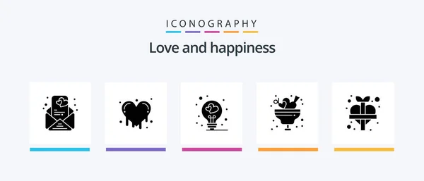 Love Glyph Icon Pack Including Add Love Love Bulb Heart — Stockový vektor