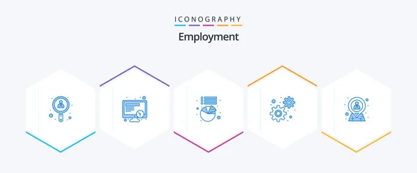 Employment Blue Icon Pack Including Resources Human Pie Settings — Wektor stockowy