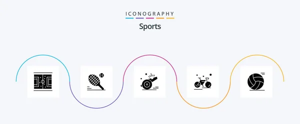 Sports Glyph Icon Pack Including Sport Cycle Sport Bicycle Soccer — Stockvektor