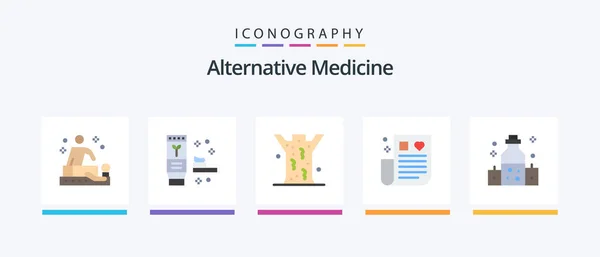 Alternative Medicine Flat Icon Pack Including Massage Remedy Entomology Medical — Stockový vektor