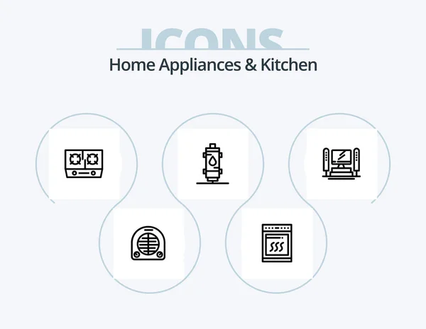 Home Appliances Kitchen Line Icon Pack Icon Design Music Machine — Stockvector