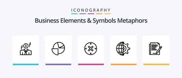 Business Elements Symbols Metaphors Line Icon Pack Including Squard User — Stockový vektor