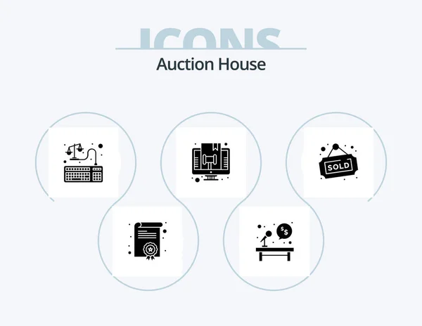 Auction Glyph Icon Pack Icon Design Board Law Balance Justice — Stok Vektör