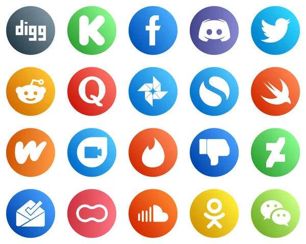 High Quality Social Media Icons Swift Google Photo Text Question — Stok Vektör