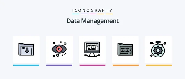 Data Management Line Filled Icon Pack Including Database Technology Management — Vetor de Stock