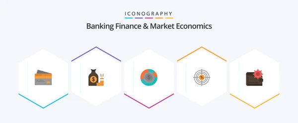 Banking Finance Market Economics Flat Icon Pack Including Budget Diagram — Vetor de Stock
