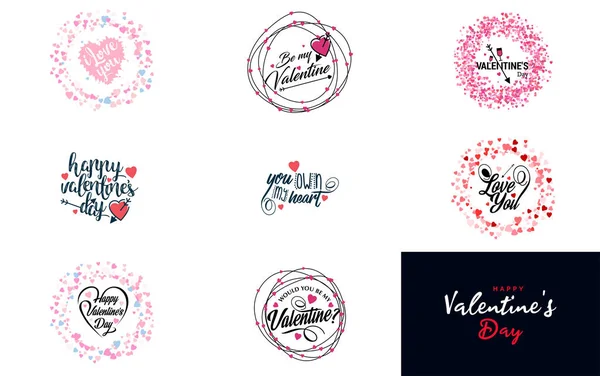 Happy Valentine Day Greeting Card Template Floral Theme Pink Color — Vector de stock