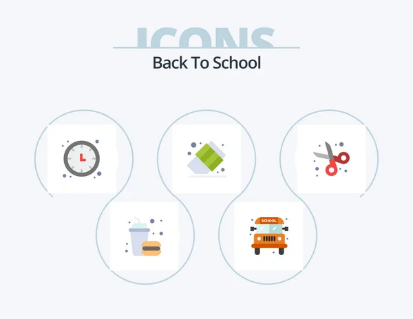 Back School Flat Icon Pack Icon Design Education Back School — Archivo Imágenes Vectoriales