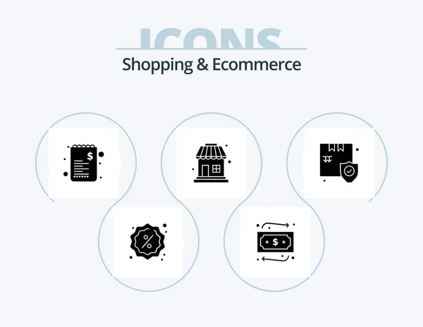 Shopping Ecommerce Glyph Icon Pack Icon Design Security Shopping List — Image vectorielle