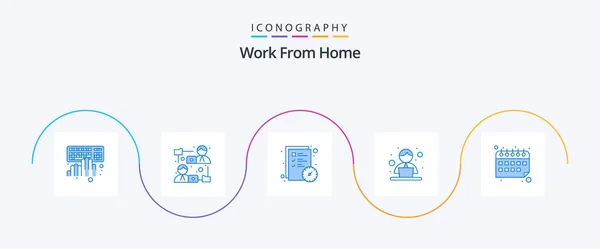Work Home Blue Icon Pack Including Calendar Time File Sharing — Wektor stockowy