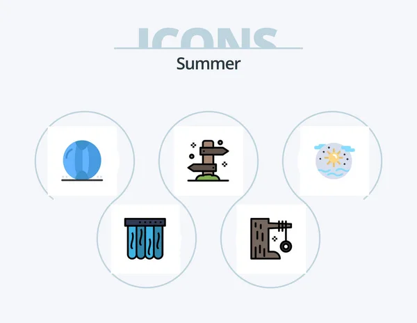 Summer Flat Icon Pack Icon Design Vacation Summer Ball Holiday — Archivo Imágenes Vectoriales