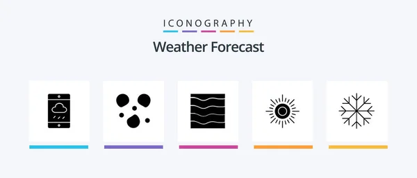 Weather Glyph Icon Pack Including Snowflakes Frost River Weather Sun — Wektor stockowy