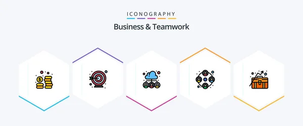 Business Teamwork Filledline Icon Pack Including Concept Business People Work — Vettoriale Stock