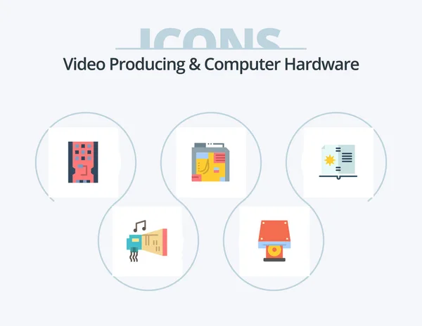 Video Producing Computer Hardware Flat Icon Pack Icon Design Computer — Stockvektor