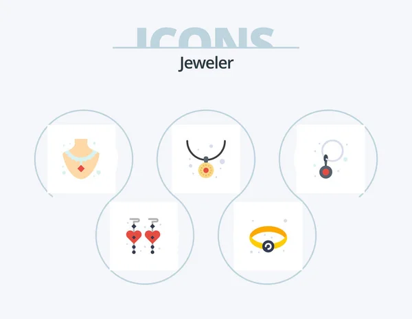 Jewellery Flat Icon Pack Icon Design Jewelry Jewelry Earrings Necklace — Stockvektor