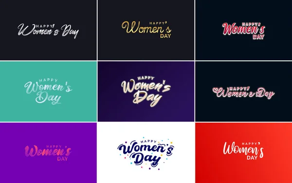 Set Happy International Woman Day Signs Emblems Vector Design Elements — Stockvektor