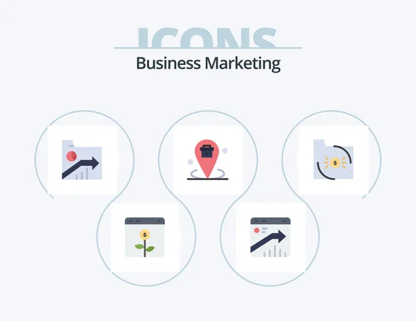 Business Marketing Flat Icon Pack Icon Design Location Business Report — Stockvektor
