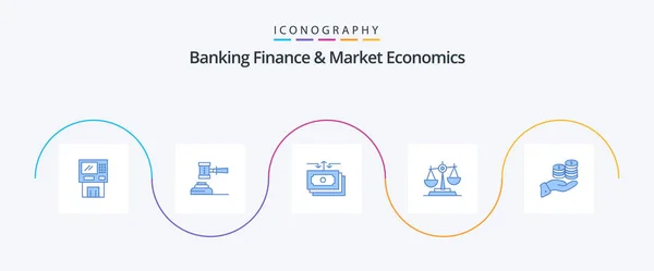 Banking Finance Market Economics Blue Icon Pack Including Flow Legal — Stok Vektör