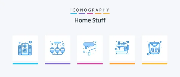 Home Stuff Blue Icon Pack Including Management Craft Decoration Sewing — Wektor stockowy