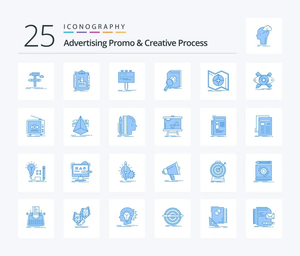 Advertising Promo Creative Process Blue Color Icon Pack Including Financial — Wektor stockowy