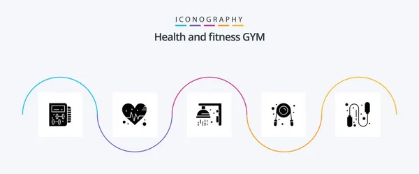 Gym Glyph Icon Pack Including Jump Rope Exercise Gym Gym — Stockový vektor