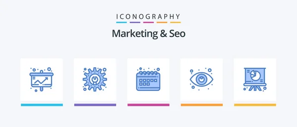 Marketing Seo Blue Icon Pack Including Graph View Schedule Seo — Stockvektor