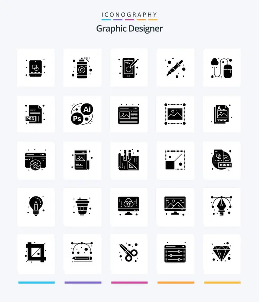 Creative Graphic Designer Glyph Solid Black Icon Pack Designing Liquidator — Vetor de Stock