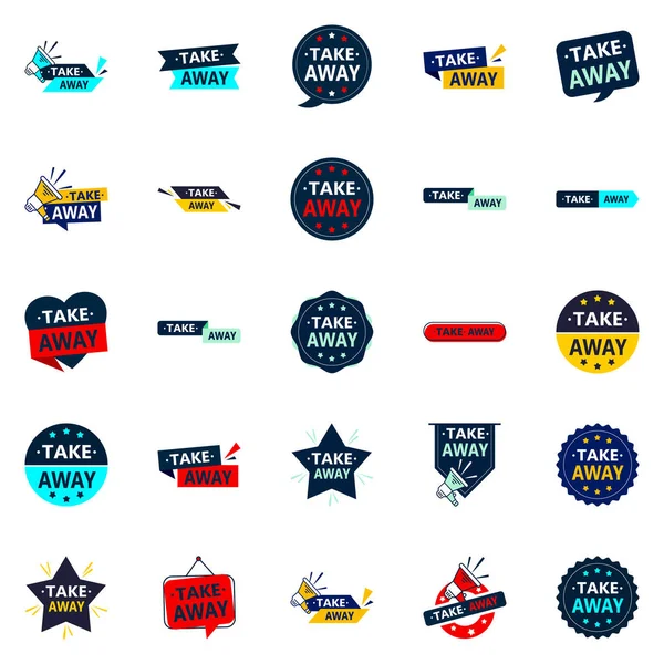 Customizable Vector Designs Take Away Bundle Perfect Food Delivery Service — Image vectorielle