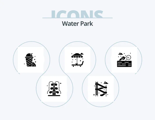 Water Park Glyph Icon Pack Icon Design Place Park Water — Stok Vektör