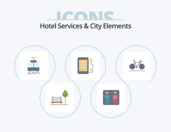 Hotel Services City Elements Flat Icon Pack Icon Design Movement — Archivo Imágenes Vectoriales