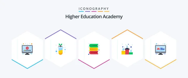 Academy Flat Icon Pack Including Lesson Bookshelf Education Success — Image vectorielle