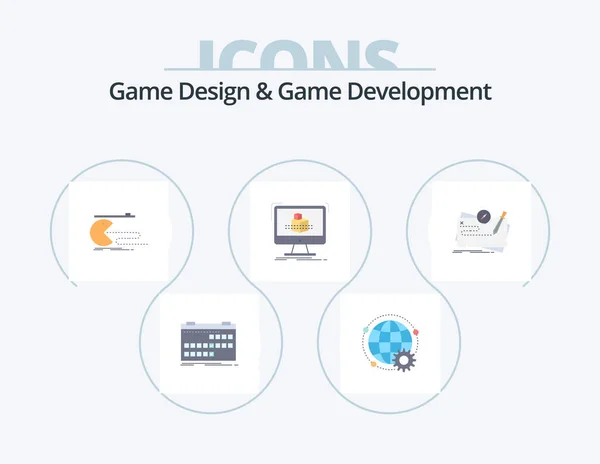 Game Design Game Development Flat Icon Pack Icon Design Dimensional — Stockový vektor