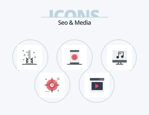 Seo Media Flat Icon Pack Icon Design Mobile Engine Media — Image vectorielle