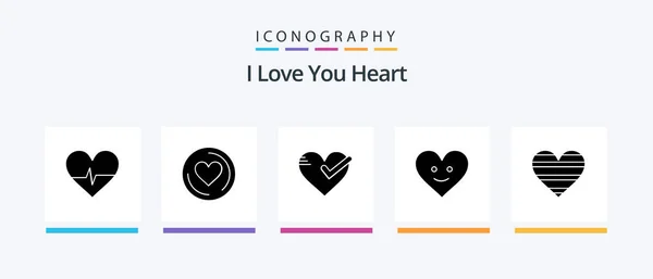 Heart Glyph Icon Pack Including Favorite Love Heart Heart Creative — Image vectorielle