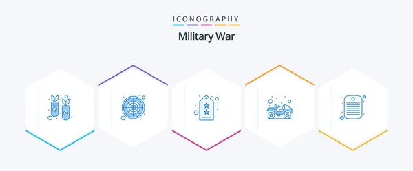 Military War Blue Icon Pack Including Military Vehicle Army Transport — Stockvector