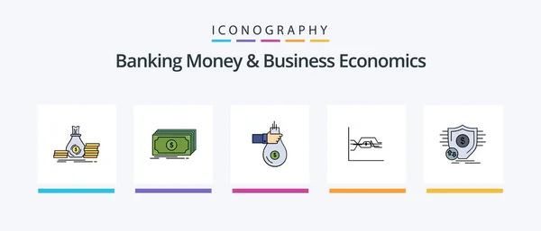 Banking Money Business Economics Line Filled Icon Pack Including Banking — Stockvektor