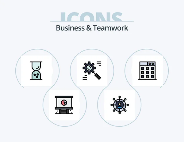 Business Teamwork Line Filled Icon Pack Icon Design Process Corporate — Archivo Imágenes Vectoriales