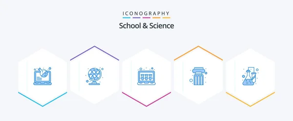 School Science Blue Icon Pack Including Lab School Chemical Real — 图库矢量图片