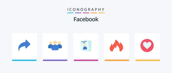 Facebook Flat Icon Pack Including Heart Spark Fire Place Fire — Stockvektor