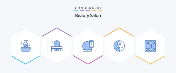 Beauty Salon Blue Icon Pack Including Style Salon Mirror Beauty — Stok Vektör