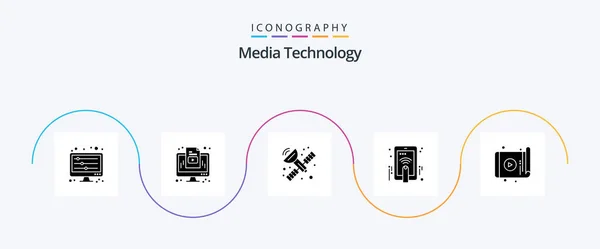 Media Technology Glyph Icon Pack Including Technology App Communication Gesture — Stockvektor